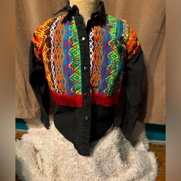 Saisa Tops - Vintage Saisa Womens Medium Western Fringe Rodeo Long Sleeve Shirt Black